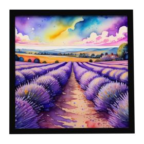 English Lavender in Color Framed Metal Print Bathroom, Kitchen, Office, Home Decor Wall Art Ready to Hang, Square, 8X8