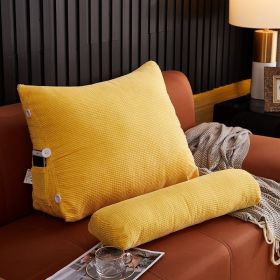 Waist Backrest Pillow Bedside Backrest Lumbar Cushion Bed Sofa (Option: Yellow-45x22x50cm with headrest)