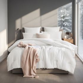 All-Season Oversized Solid Plump Duvet - Premium Durable Comforter With Enhanced Warmth. This Thick Winter Quilt Insert Provides Year-round Comfo (Option: White-K)
