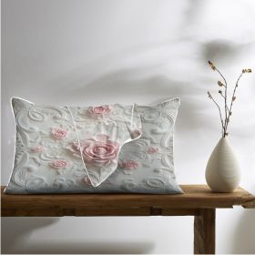 2pcs Rose Palace Style Bedroom Satin Print Soft And Skin Friendly Pillowcase (Option: 102x50cm-Pink)