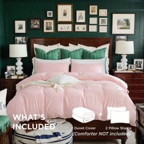 This High-quality White And Pink Oversized Solid Color Duvet Cover Set Includes One Duvet Cover And Two Pillowcases. Its Universally Appealing De (Option: Pink-K)