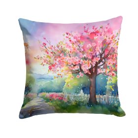 Michigan Apple Blossoms in Watercolor Throw Pillow Machine Washable, Indoor Outdoor Decorative Pillow for Couch, Bed or Patio, 18Hx18W