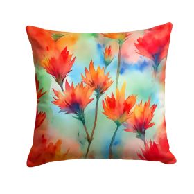 Wyoming Indian Paintbrush in Watercolor Throw Pillow Machine Washable, Indoor Outdoor Decorative Pillow for Couch, Bed or Patio, 14Hx14W