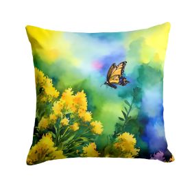 Kentucky Goldenrod in Watercolor Throw Pillow Machine Washable, Indoor Outdoor Decorative Pillow for Couch, Bed or Patio, 18Hx18W