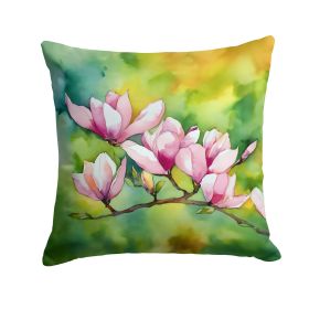 Mississippi Magnolia in Watercolor Throw Pillow Machine Washable, Indoor Outdoor Decorative Pillow for Couch, Bed or Patio, 18Hx18W