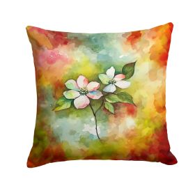 Virginia American Dogwood in Watercolor Throw Pillow Machine Washable, Indoor Outdoor Decorative Pillow for Couch, Bed or Patio, 18Hx18W