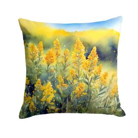 Nebraska Goldenrod in Watercolor Throw Pillow Machine Washable, Indoor Outdoor Decorative Pillow for Couch, Bed or Patio, 14Hx14W
