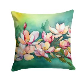 Louisiana Magnolias in Watercolor Throw Pillow Machine Washable, Indoor Outdoor Decorative Pillow for Couch, Bed or Patio, 14Hx14W